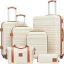 Coolife Luggage Set 3 Piece Luggage Set Carry On Suitcase Hardside Luggage with TSA Lock Spinner Wheels(White, 6 piece set)