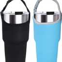 2 Pack Tumbler Carrier Holder Pouch for All 30oz Stainless Steel Travel Insulated Coffee Mug,DanziX Neoprene Sleeve with Carrying Handle,Fit for YETI Rambler Ozark Trail Rtic and More-Black Blue