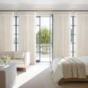 Pinch Pleated Linen Viral Curtains 4 Panels Set for Living Room 96 Inches Long, Birch Memory Trained Pleat Light Sheer Filtering Farmhouse Window Curtain with Hook Ring Ivory Cream Bedroom 8FT Length