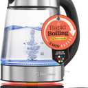 Speed-Boil Electric Kettle For Coffee & Tea - 1.7L Water Boiler 1500W, Borosilicate Glass, Easy Clean Wide Opening, Auto Shut-Off, Cool Touch Handle, LED Light. 360 Rotation, Boil Dry Protection