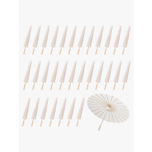 MBJZSL White Paper Umbrellas, 23.6 Inch Paper Parasol Umbrellas Chinese Japanese Style DIY Umbrellas Decorative Vintage Decor for Wedding Props