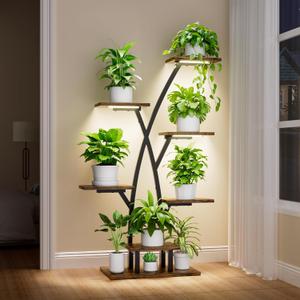Plant Stand With Grow Lights - 7 Tiered Corner Shelf for Multiple Plants, 42" Metal Shelves, Flower Holder Display Rack for Indoor Home Patio Balcony