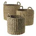 Seagrass Multi-Purpose Baskets with Handles, Set of 3
