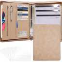 3-Ring Padfolio Portfolio Binder Organizer,PU Leather Folder Binder Business Planner Notebook Zippered Portfolio for Women/Men with Document Sleeve,Letter/A4 Size Clipboard