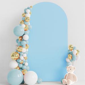 Wokceer 7.2FT Wedding Arch Cover Spandex Fitted Wedding Arch Stand Covers Round Top Chiara Arch Backdrop Cover for Birthday Party Ceremony Banquet Decoration Dusty Blue