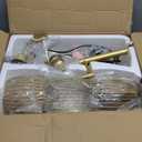 Dimmable Floor Lamp, 3 x 800LM LED Edison Bulbs Included, Farmhouse Industrial Floor Lamp Standing Tree Lamp with Elegant Teardrop Cage Head Tall Lamp for Living Room Bedroom Office Dining Room - Gold (Gold-70 inches)