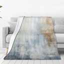 Blue Gray Abstract Art Style Blanket Soft Flannel Colorful Decorative Throw Blanket Holiday Square Birthday Blanket for Easter Gifts Home Couch Sofa Bed Room, 56x 46"