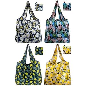 Noilk Reusable Grocery Bags, 4 Pack Foldable Shopping Tote Bags, Lightweight & Durable Eco Friendly Washable Totes for Groceries, Travel & Everyday Use