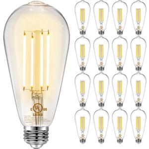 DAYBETTER 16 Pack Vintage LED Edison Bulbs, E26 Led Bulb 60W Equivalent, Dimmable Led Light Bulbs, High Brightness 800 LM Warm White 2700K, ST58 Antique LED Filament Bulbs, Clear Glass Style for Home