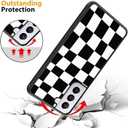SAKUULO Compatible with Samsung Galaxy A15 5G Case, [Screen Protector + Kickstand] Black Plaid Checkered Aesthetic Cute Design,Tire Texture Anti-Slip Shockproof Ultra Thin Protective Case 6.5inch