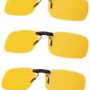 FIMOSON Clip On Night Driving Glasses - Polarized Anti Glare Night Vision Sunglasses for Wearing Over Prescription Glasses (3 pack) 2 Pack