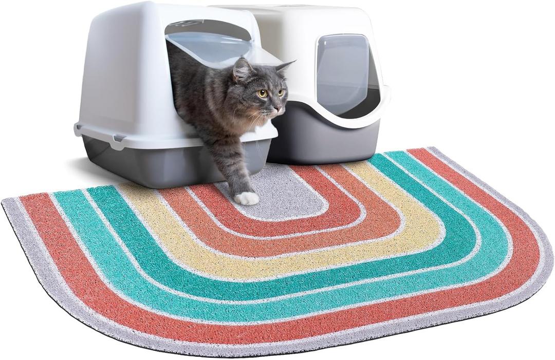 Unicorn Catcher Cat Litter Mat Quality Litter Box Mat Large Non-Slip Cat Litter Mat Litter Trapping Mat Soft Kitty Litter Mat Compatible Two Litter Boxes Cat Products Easy to Clean, Orange, Large