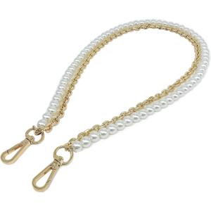 Model Worker 31.5" Imitation Pearl Chain Purse Strap Replacement Handbag Shoulder Bag Clutches Chain Strap with Metal Buckles (Gold)