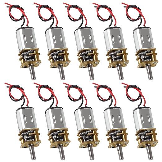 Coliao 10pcs DC 3V6V Mini N20 Gear Motor Slow Speed Full Metal Gearbox Micro Motor with Terminal for Smart Car DIY RC Toys