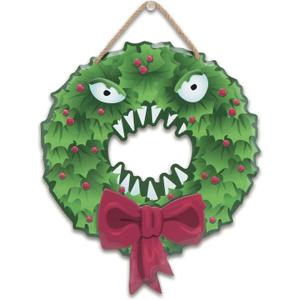 Disney The Nightmare Before Christmas Wreath Embossed Metal Wall Art - Fun NBC Wreath for Holiday Decorating (Green/Red)