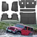 for 2021-2024 2025 Jeep Wrangler JL 4XE Floor Mats Cargo Liner and Backrest Mat All Weather TPE Rubber Protection Mat Accessories (Only for Jeep Wrangler JL 4XE Full Set)