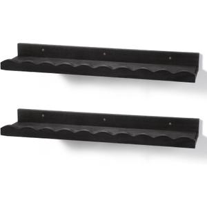 Suzile 2 Pcs Scalloped Shelves Wall Floating Shelves Set for Room, Bathroom, Bedroom, Cute Room Decor Aesthetic and Books, Toys, Photo Frames Storage(23",Black)