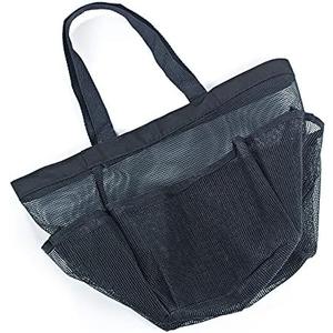 OVISEEN Portable Shower Caddy Basket, Mesh Hanging Shower Tote Bag with 8 Pockets Bathroom Caddy Organizer for College Dorm Camp Gym Swim Outdoor (Black)