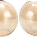 2 Pack Amber Glass Shades Globes, Glass Lamp Shade Covers Replacements, 1.65 In Fitter 5.1 In Height 5.9 In Diameter Lampshades for Light Fixtures Chandelier Wall Sconces Pendant Lights