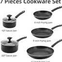 Non Stick Kitchen Cookware 7-Piece Set, Non-Induction, Includes Pots and Pans, Black, 7P-BLK