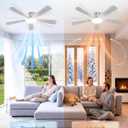 LEDIARY 60 Inch Flush Mount Ceiling Fans with Lights, Remote & APP Control