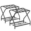 NEFROM Luggage Rack, Set of 2, Suitcase Stand with Storage Shelf, Foldable Metal Luggage Holder for Guest Room, Bedroom, Hotel LR-BK-2