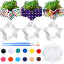 6 Sets 4th of July Paint Your Own Succulent Planters Independence Day Ceramic Patriotic Mini Unpainted Flower Pots Star Paintable Succulent Plant Pots for Adults Classroom DIY Craft Project
