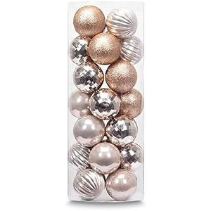 28ct Shatterproof Christmas Ball Ornaments in 4 Classic Finishes for Christmas Tree Decoration (Champagne, 2.36 Regular Size)
