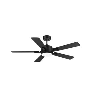 Ceiling Fans with Lights, 52 Inch Ceiling Fans with Lights and Remote, 5-Speeds Noiseless Reversible DC Motor, 5CCT, Modern Ceiling Fan for Farmhouse Bedroom Patio, Black