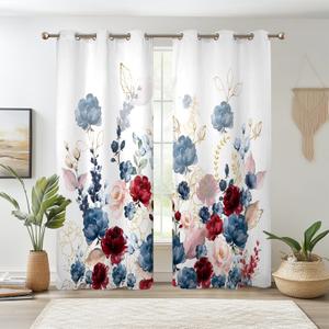 Fanfanwin Christmas Curtains 52" w x 84" l Black and Red Buffalo Christmas Tree Reindeer Window Curtain Farmhouse Xmas Window Drapes for Living Room Bathroom Home Decoration