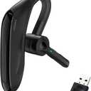 SUNITEC Bluetooth Headset, Dual Microphone Wireless Headset with USB Dongle for Computer, 45H Talking Time Compatible to Connect to Your PC Mac Works with MS Teams, Zoom