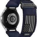 Rugged Nylon Band for Samsung Galaxy Watch 7 6 5 4 44mm 40mm/ Watch 6 4 Classic/Watch 5 Pro/Watch 3 Classic 41mm/Active 2,One Click Attachment,No Gap Fabric Sport Band Adjustable Strap for Men Women (Large(165-190mm), Midnight blue)