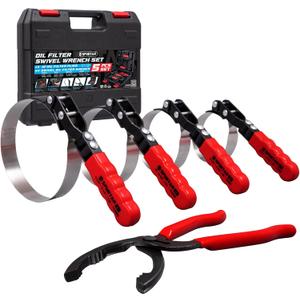 Spurtar Swivel Oil Filter Wrench Set of 5 Adjustable Wrench 2-3/4" to 5-1/4" (70-133mm) 12" Universal Oil Filter Removal Tool for 4S Shop Auto Repair Mechanic DIY Generator Small Engine