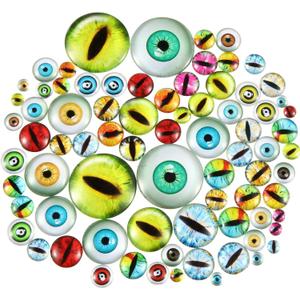 Sumind 200 Pcs Mixed Style Dragon Eyes Glass for Crafts Assorted Colors Size 6mm to 30mm Cabochon Mixed Style Doll Dragon Eyes for Art Dolls Props DIY Jewelry Making