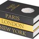 Decorative Books for Coffee Table Decor,3 PCS Stylish Fake Books of Room Decor Aesthetic,for Home Decor,Shelf,Entryway,Console Table,Fireplace Mantel Decor(Black and Gold Foil Stamping)