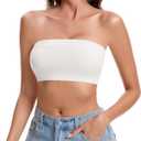 Strapless Bras for Women Tube Tops for Women Bandeau Bra Crop Top Smooth Non-Padded (Large, White)