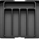 ZILAMGOO Expandable Cutlery Drawer Organizer, Adjustable Kitchen Silverware Organizer, Large Kitchen Cutlery and Flatware Tray for Knives, Forks, Spoons or Various Cooking Utensils (Large, Black)