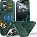 TOCOL for iPhone 16 Pro Case with Slide Camera Cover, Kickstand and Camera Control Button, Fit for MagSafe, Rugged Solid Phone Case, Non-Slip, Drop Protection, Alpine Green