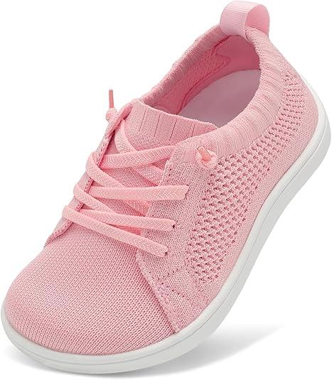 LeIsfIt Toddler Shoes Girls Boys Wide Shoes Kids Zero Drop Minimalist Sneakers Barefoot Slip on Tennis Sneakers,Pink,40