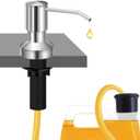 Sink Soap Dispenser for Kitchen Sink, Countertop Built in Sink Soap Dispenser with 47Extension Tube kit, No Need to Fill The Little Bottle Again (Brushed Nickel)