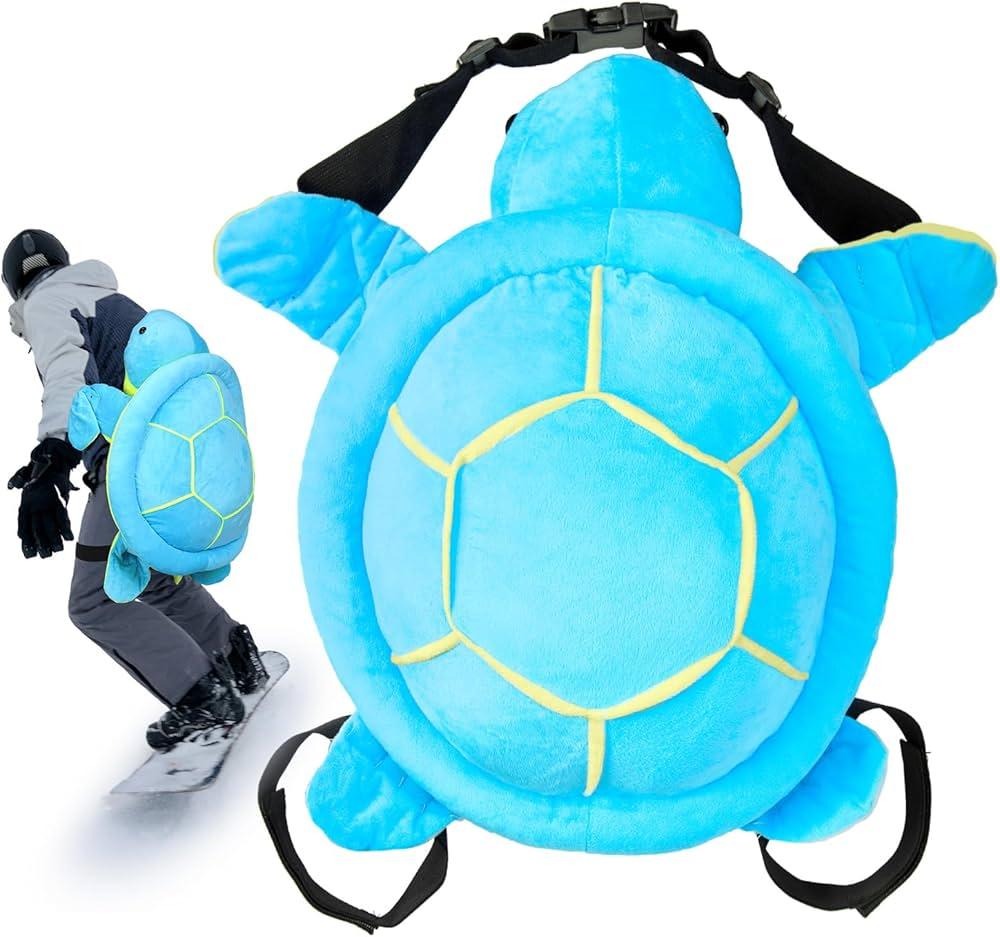 Hungdao Protective Gear Cute Turtle Butt Pads for Skating Tortoise Tailbone Protector Padded Turtle Snowboarding Pad Turtle 3D Hip Protectors for Kids Adults Skiing Roller Protection (Blue)