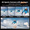Action Camera 4K60fps Underwater - IPX7 10M Waterproof Action Cameras, 48MP Touchscreen Sports Camera with 6-Axis Stabilization, 8X Zoom WiFi Camera for Diving, Cycling, Outdoor Sports