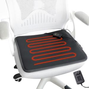 Heated Pad for Office Chair, Square Leather Heating Pad with Auto Shut Off & Intelligence Temperature Controller, Universal Seat Warmer for Home, Office Chair (Black)