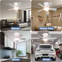 17.5" Socket Fan Light with Remote, 25W 1600 Lumens 3 Colors 3000-6000K Small Ceiling Fans with Lights 6 Speed Light Bulb Fan for Bedroom, Living Room, Kitchen, Garage
