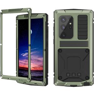 Metal Case for Samsung S24 Ultra Aluminum Military Grade Rugged Case with Metal Stand Screen Protector Drop Tested Shockproof Full Cover case for Samsung S24 Ultra (Green)
