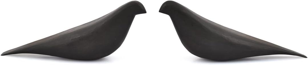 EDHAS Statues Bird Room Decor Set of 2 Modern Wooden Bird Sculptures Handmade Acacia Wood, Black Finish Office & Living Room Decor Accents(10.5'' X 2.75'' X 4'')