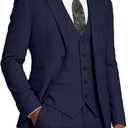 Elionm Navy Blue Suit Men Slim Fit 3 Piece Mens Wedding Suits Fomal Business Graduation Tuxedo for Men Suit Blazer Vest and Pants Set L