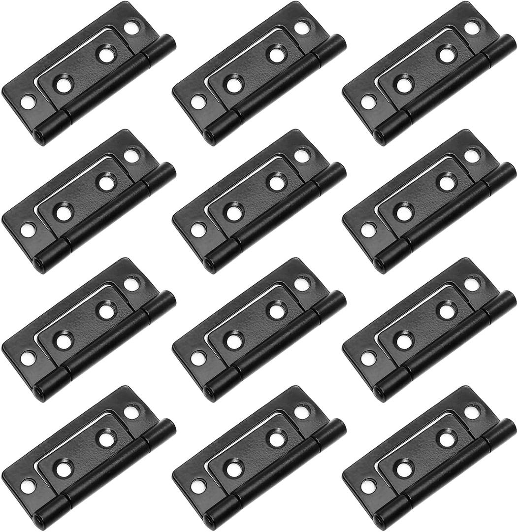 Biaungdo 12 Pack 2Inch x 1Inch Non-Mortise Door Hinge, Cabinet Vintage Furniture Hardware Antique Door Hinge for Wooden Cases, Cabinets, Gift Boxes, Tool Box, Jewelry Boxes (Black)