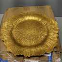 Simply Elegant Large Reef Plastic Charger Plate | Service Plate for Parties, Dinner, Weddings, Quinceaneras and Events | 14 inch Diameter | Gold- Gloss Finish | Set of 24