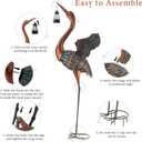 48'' Heron Garden Statue, Large Crane Outdoor Statue with Solar Lantern, Crane Bird Metal Yard Art for Outside Backyard, Pond, Porch Decor